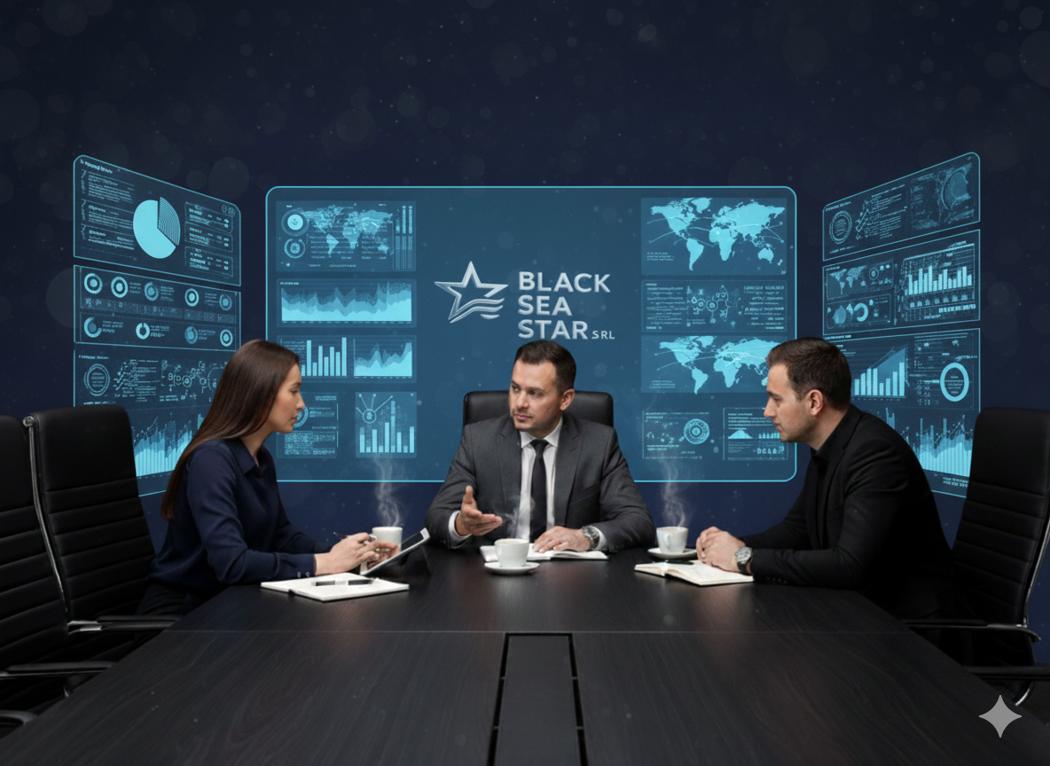 Professional logistics team working in modern office environment